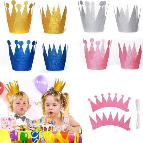 2018 Newest 12X Children Adult Birthday Wedding Party Glitter Prince Princess Hats Crown New