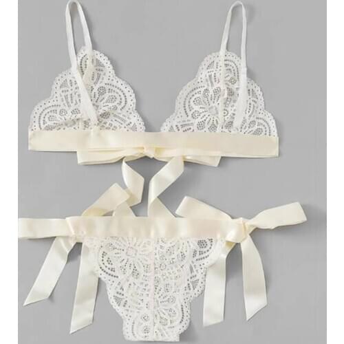 New Hot Sale Sexy Lingerie Set Black White Exposed Open Bra With Steel Prop Lace Erotic T-pants Underwear Women