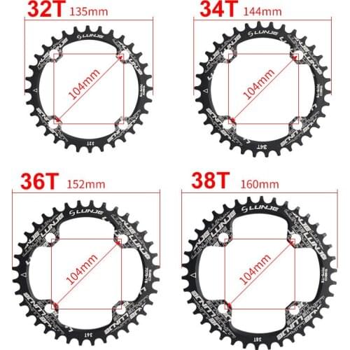 Mountain Bike Single Speed Disc Bicycle Tooth 104BCD Tooth Disc 32T 34T 36T 38T Bike Crankset Bike Parts