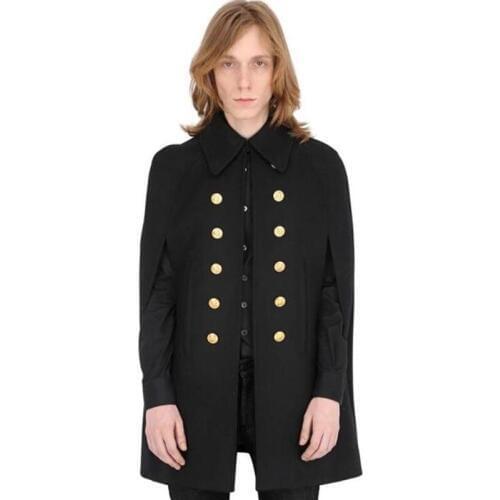 Autumn and winter loose long coat mens new cloak cloak woolen coat large size woolen mens tide bat sleeve