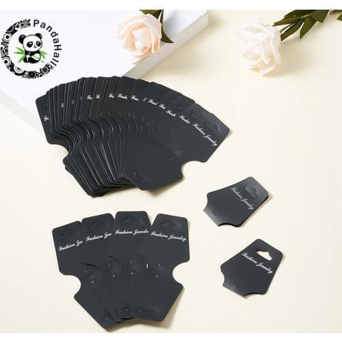 Pandahall 100pcs Plastic Packing Necklace Bracelet Pendant Jewelry Display Card Tag Black Clear