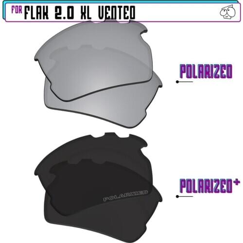 EZReplace Polarized Replacement Lenses for - Oakley Flak 2.0 XL Vented Sunglasses - BlackP Plus-Silver P