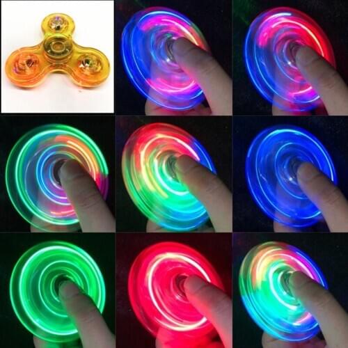 Transparent LED Light Fidget Spinner Hand Top Spinner EDC Spiner Kids Adult Toy X5XE