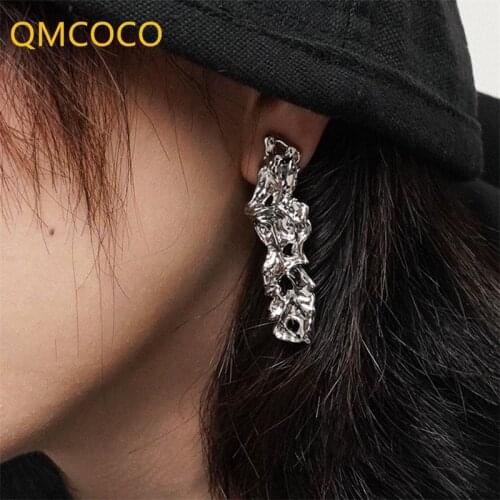 QMCOCO Korean Style Individual Character Irregular 925 Silver Ear Nail INS Designs Exaggerated Fashion For Female Ear Ornaments