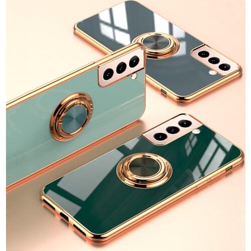 Luxury Plating Ring Case For Samsung Galaxy S21 S20 Plus Ultra FE S20Ultra S20FE Stand Soft Phone Cover For Samsung S20Plus Case