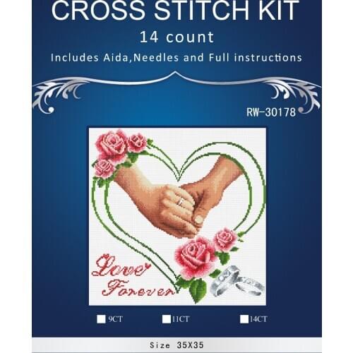 Hand with Hand love ,Stitch,DIY 14CT DMC Cross Stitch,Sets For Embroidery Kits,Poppy Flower Vase Counted Cross-Stitching