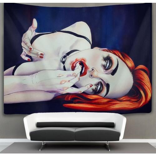 Sexy Goth Gotik women girl art Wall Tapestry Hippie Art Wall Hanging Home Decor Tablecloths
