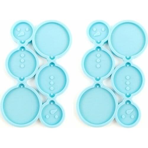 2Pcs Snowman Drop Earrings Pendant Epoxy Resin Mold Cartoon Snowman Mold Tools AXYD