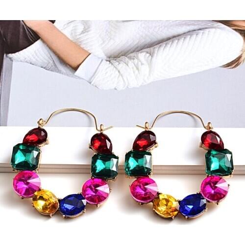 New arrivel Colorful Rhinestones Metal Long Earring High-quality Crystals Drop Earrings Jewelry Fashion Accessories For Women