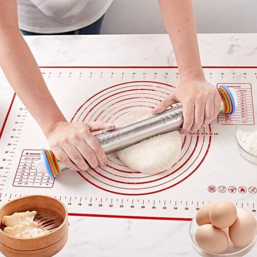 Adjustable Stainless Steel Rolling Pin 4 Adjustable Thickness Rings With Scale Cake Roller Dough Rolling Pin Baking Tools