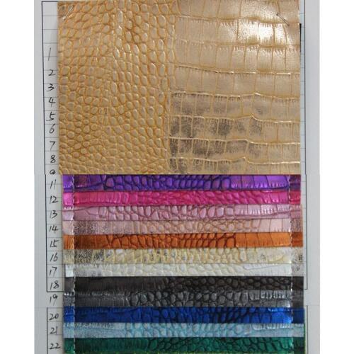 Pearlescent crocodile artificial leather PVC leather luggage bags leather bronzing crocodile snake grain