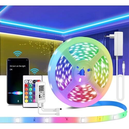 Homekit Siri App Control LED Strip lights WiFi Smart RGB Room lamp Decoration 5M/10M/15M Work With Apple Alexa Google Home Kit