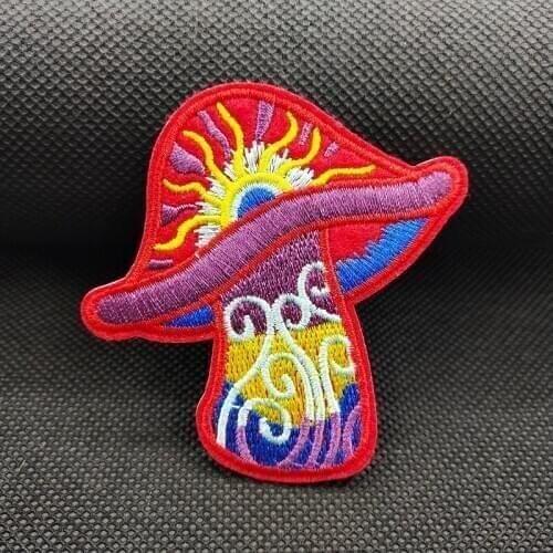 Magic Hippie Mushroom Music Band Fabric Emblem Apparel Clothes Diy Embroidered Iron on Patch