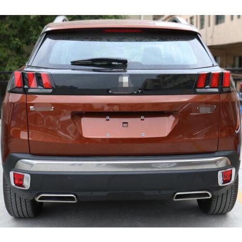 Yimaautotrims Rear Tail Trunk Fog Lights Lamp Frame Cover Trim Fit For Peugeot 3008 3008GT 2017 2018 2019 2020 Chromium Styling
