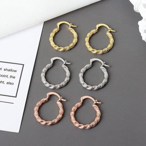 VENTFILLE 925 Sterling Silver Big Circle Hoop Earrings For Women Simple Hot Selling Party Jewelry Simple twist woven earrings