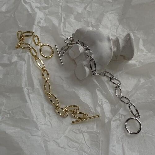 Silvology Irregular Wide Chain Bracelets Sterling 925 Silver Thick O T Button Elegant Bracelets for Women High Quality Jewelry