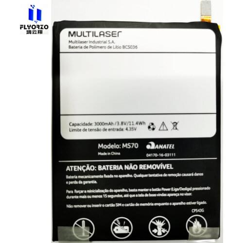 100% Brand new high quality 3000mAh/11.4Wh MS70 Battery For Multilaser MS70 Mobile phone