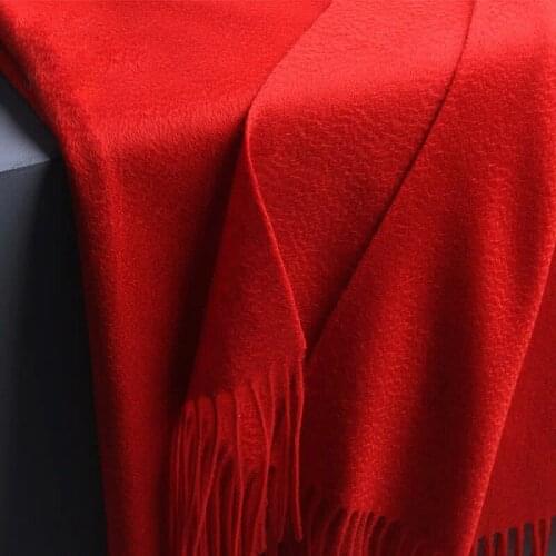 100% Cashmere Scarf for Ladies Mens Womens Solid Cashmere Scarves Winter Warm Long Large Size Scarves with Tassel Shawl Wraps