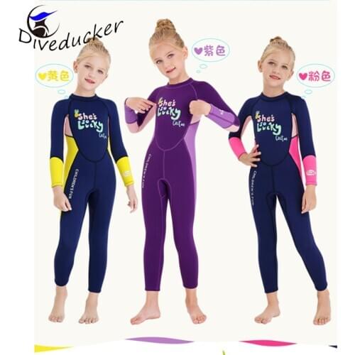 2.5mm Neoprene Wetsuits Kids Swimwears Diving Suits Long Sleeves Girls Surfing Children Rash Guards Snorkel One Pieces snorkelin