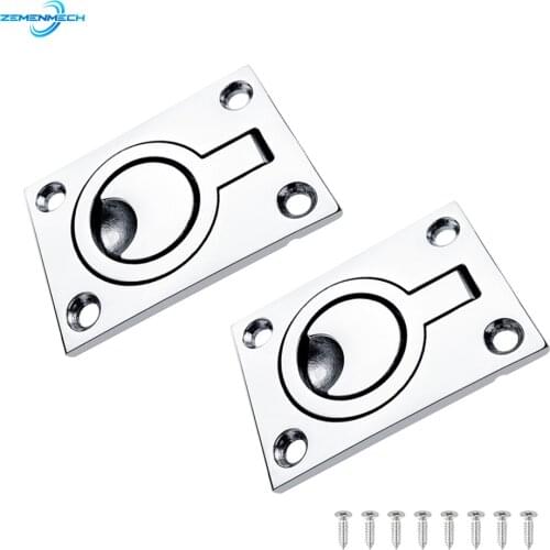 2PCS Boat Accessories 62*44mm Stainless Steel Marine Boat Deck Hatch Flush Pull Lift Handle Ring Door Knobs Pull Ring Hardware