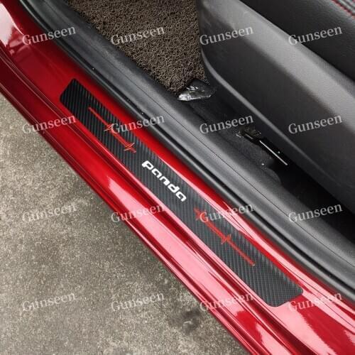 Auto Sticker For Fiat Panda Accessories Car Door Sill pedal Leather Carbon Fibre Texture Trim Styling 2020 2019 2016 2017 2018