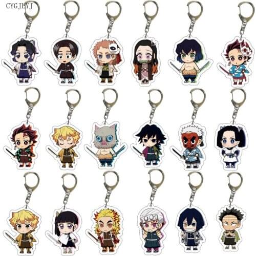 21pcs/lot Anime Demon Slayer Keychain Womens Keychain Kimetsu No Yaiba Keychain Cartoon Figure Anime Acrylic Pendant Keyring
