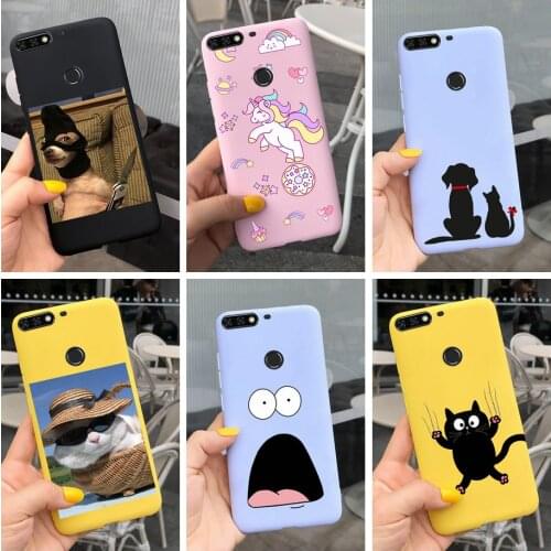 Cute Cartoon Cat For Huawei Honor 7C Case 5.99'' Soft Silicone Back Cover For Honor 7C 7 C Honor7C Phone Cases Shockproof Bumper