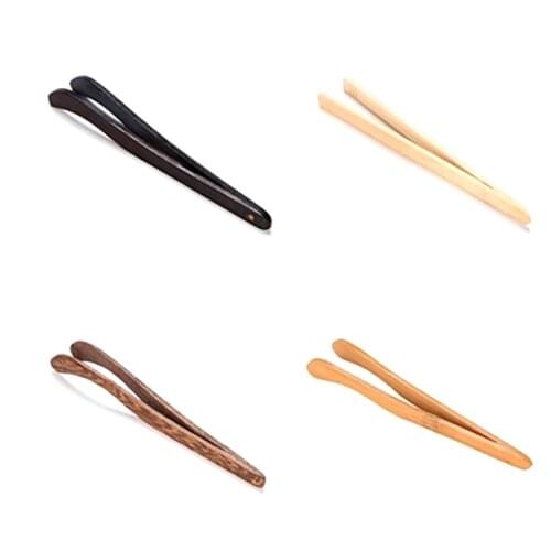 Tea Clips wood tongs Straight Clips Kitchen Teaware Accessories tea Tweezer Tongs Bamboo Salad Food Toast Bend Clip Ice Tea Tong