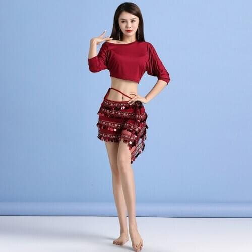 Women Belly Dance Costume Set Strapless Top Sequins Hip Scarf Safety Pants For Girls Belly Dancing Belts Dance Elegant Outfit