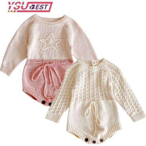 Baby Jumpsuit Spring Baby Clothes Girls Romper Autumn Long Sleeve Baby Girl Knit Hollow Out Rompers Baby Jumpsuit Baby Clothes
