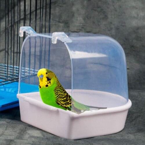 Small Bird Bathtub Box/Cleaning Tool Cage Accessories Parrot Transparent Plastic Hanging Bathtub Outdoor Garden Decoration