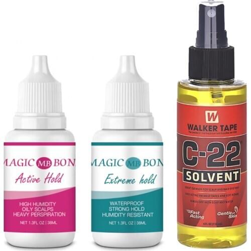 Wholesale stock Invisible Magic Bond active hold adhesive glue wig bonding ghost glue for lace wig and c-22 remover for lace gel