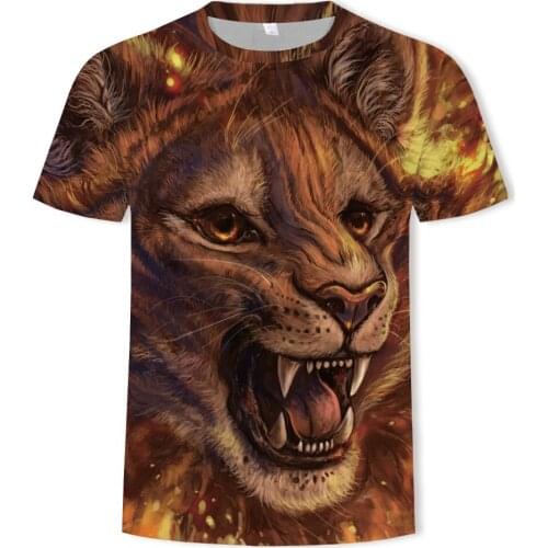 Summer hot style 3D printed T-shirt, animal graphics Cool graphic T-shirt, stylish personality round neck short-sleeved T-shirt