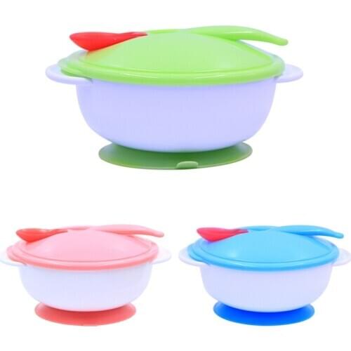Temperature Sensing Feeding Spoon Child Tableware Food Bowl Learning Dishes Service Plate/Tray Suction Cup Baby Dinnerware Set1