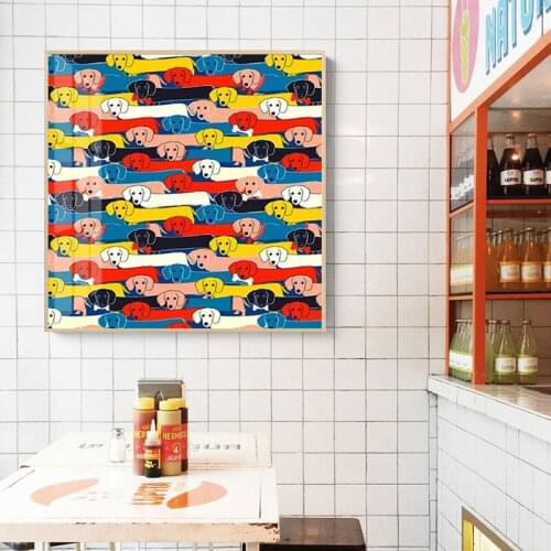 Cartoon Funny Long Dogs Poster and Print Wall Art Canvas Paintings Animal Pictures and Posters for Baby Kids Room Decoration