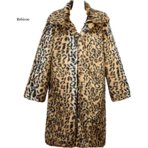 Mens Coat Leopard Faux Fur Coat Winter Men Coatwinter Warm Fashion Outdoor Woolen Collar Male Overcoat New