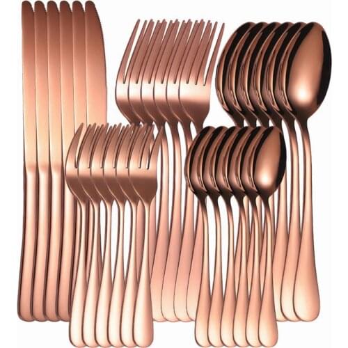 Rose Gold Dinnerware Set Stainless Steel Tableware Knives Rose Golden Kitchen Knive Fork Spoon Set Western Cutlery Set 30 Piece
