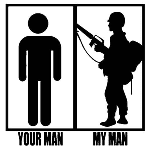 LLY-0633 Interesting Car Sticker YOUR MAN MY MAN WARRIOR Modeling Decal PVC Auto Waterproof Sunscreen Self-adhesive Decals Decor