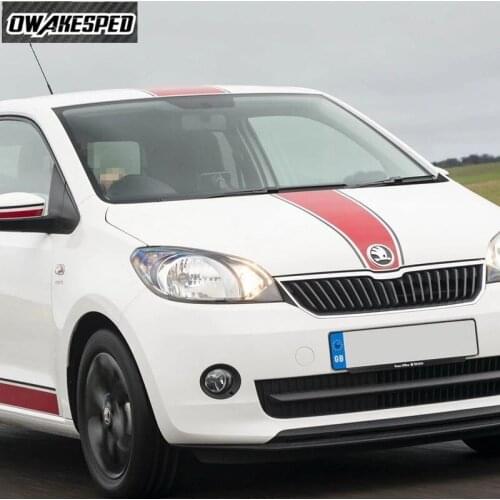For Skoda Citigo Car Bonnet Racing Sport Stripes Auto Engine Cover Decals Hood Roof Tail Trunk Decor Stickers Fit On 3-5 Door
