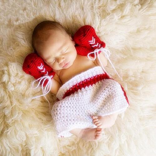 Baby Boy Photo Shoot Boxing Champion Outfits Newborn Photography Props Clothes Infant Fotografia Accessories Baby Knit Clothes