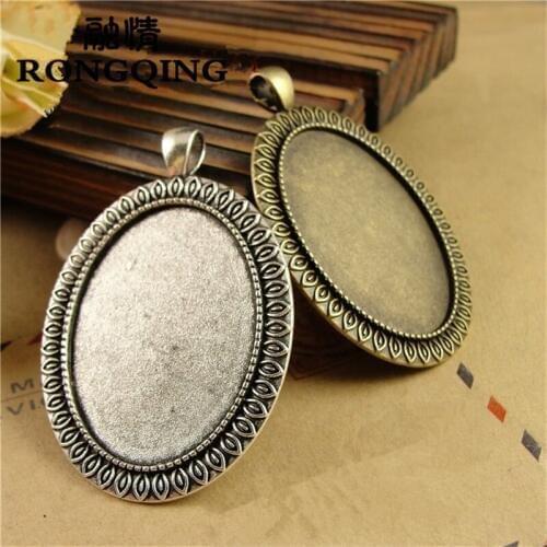 RONGQING 40*30MM 20pcs/lot oval Retro Necklace Tray Cabochon Base Setting DIY Accessories Wholesale Craft