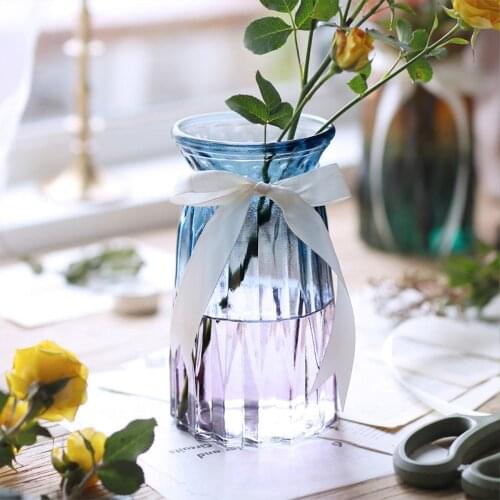 2021 Hot Glass Vase Simple Creative Ornaments Living Room European Transparent Flower Arrangement Flower Dried Flower Container