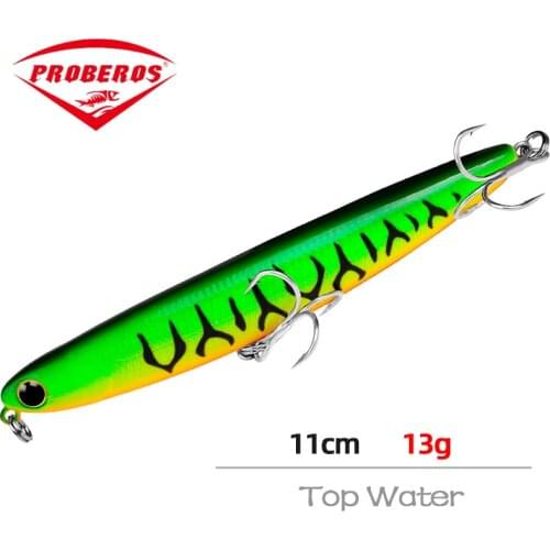 PRO BEROS Doggy Walk Pencil Fishing Lure 11cm 13g ​Long Casting Popper Splashing Top Water Floating Lifeliked Action Hard Bait
