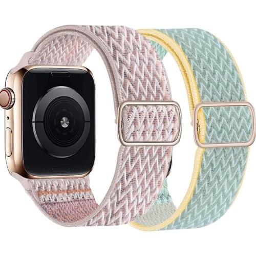 Strap for Apple watch band 42mm 40mm 38mm 44mm Adjustable Elastic nylon solo loop bracelet iWatch series 3 4 5 6SE watchband