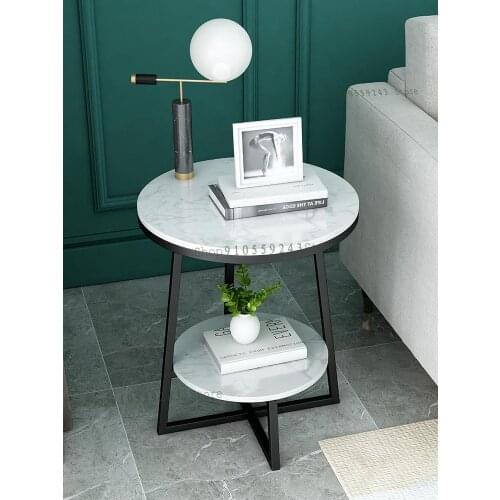 Nordic Sofa Corner Side Table Light Luxury Living Room Side Cabinet Marble Modern Minimalist Storage Cabinet Bedside Table Coffe
