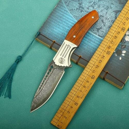 VG10 Damascus Steel Folding Knife Outdoor Portable Pocket Knife EDC Tool High Hardness Sharp Tactical Hunting Self-Defense Saber