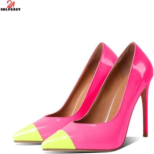 SKLFGXZY Brand New European Style Women Sexy Leather High Heels Pointed Womens Shoes Party Fashion Fine with Pumps