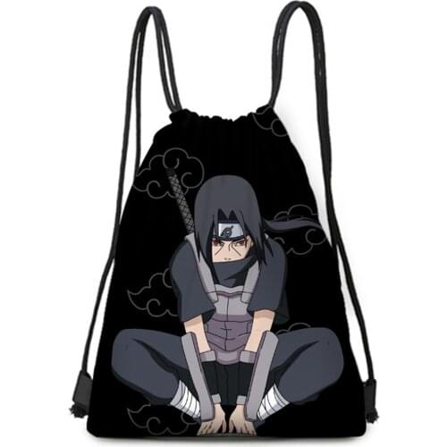 Anime Bag Naruto Drawstring Pocket Bag Cartoon Itachi Sasuke Kakashi 3D Print Bag Girl Boy Children Gifts Kids Toys