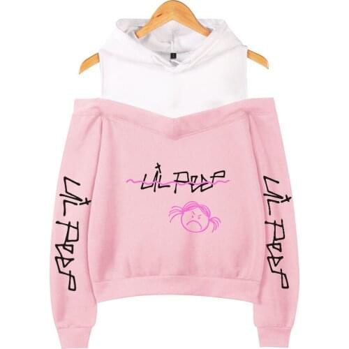 Personality Lil Peep Off-the-shoulder Hoodie girls Sweatshirt Rapper Cry Baby Sweatshirt Lil Peep Casual Fashion women Pullovers