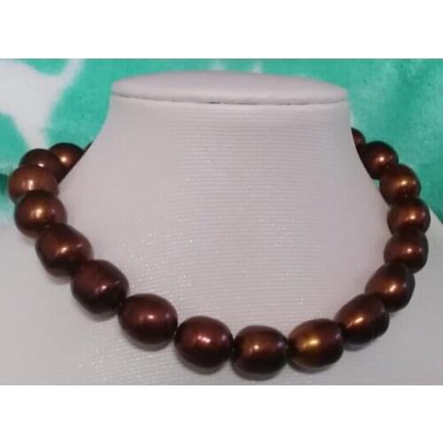 Gorgeous 10-11mm tahitian baroque chocolate pearl necklace 18"925s